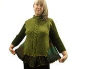 Tunic sweater womens large - XL green, pullover, Recycled, upcycled