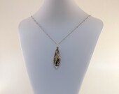 Black Brown Jasper Necklace Antique Silver Faceted Teardrop