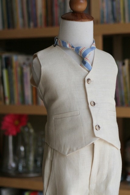 European LinenVest and Pants set for ring bearer first communion baptism