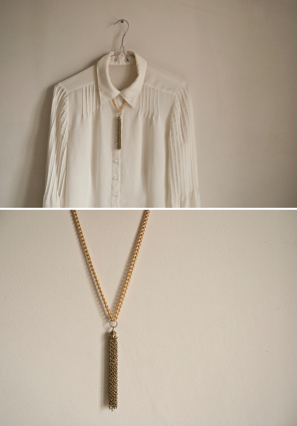 Mixed metal chunky tassel necklace