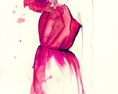 Time to Blossom, print from original watercolor and pen fashion illustration by Jessica Durrant