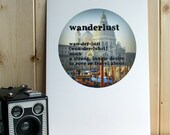 Wanderlust dictionary definition typographic art print gift for travellers Venice photograph