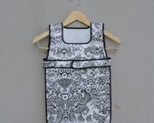 Oilcloth Apron - Black Flowers