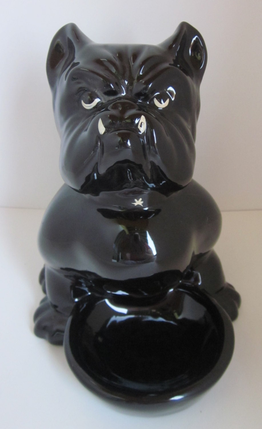 Vintage Ceramic French Bulldog Trinket Holder