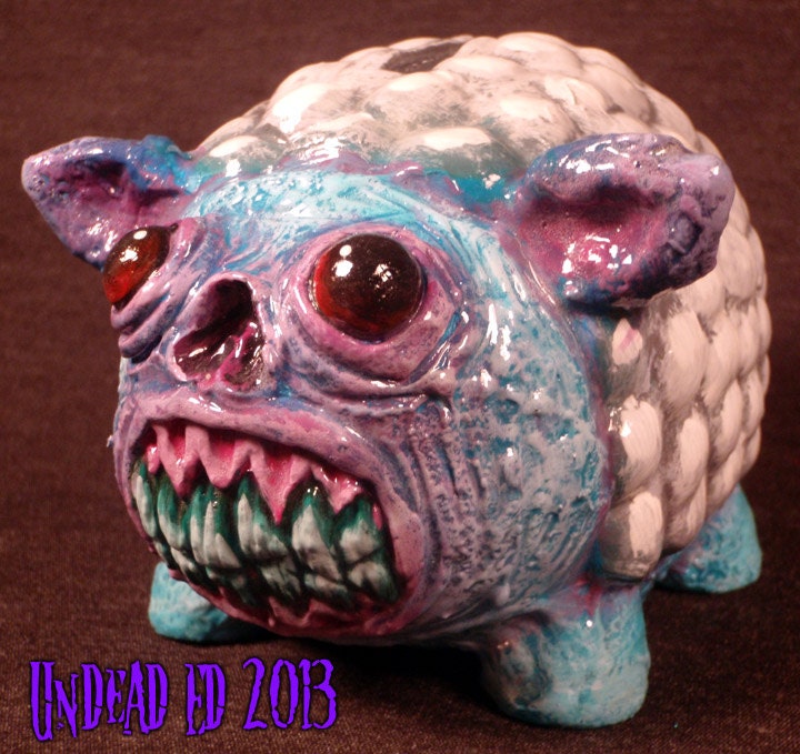 Nightmare Counting Sheep Converted Vinyl Piggy Bank By Undead Ed OOAK