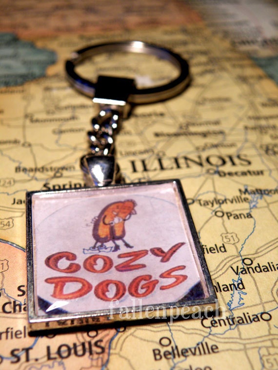 Cozy Dogs Route 66 Photo Travel Keychain