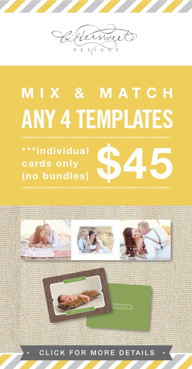 Mix and Match any FOUR Individual Photography Templates