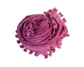 PomPom Tassel Scarf Dupatta - Hand-dyed Cotton - Light Red Grape