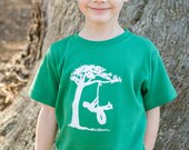 50% OFF Sale Backyard Swing for Boys Short Sleeved Nostalgic Graphic Tee in Kelly Green with White Free Shipping