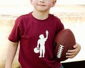 Football Player Short Sleeved Nostalgic Graphic Tee in Maroon with White