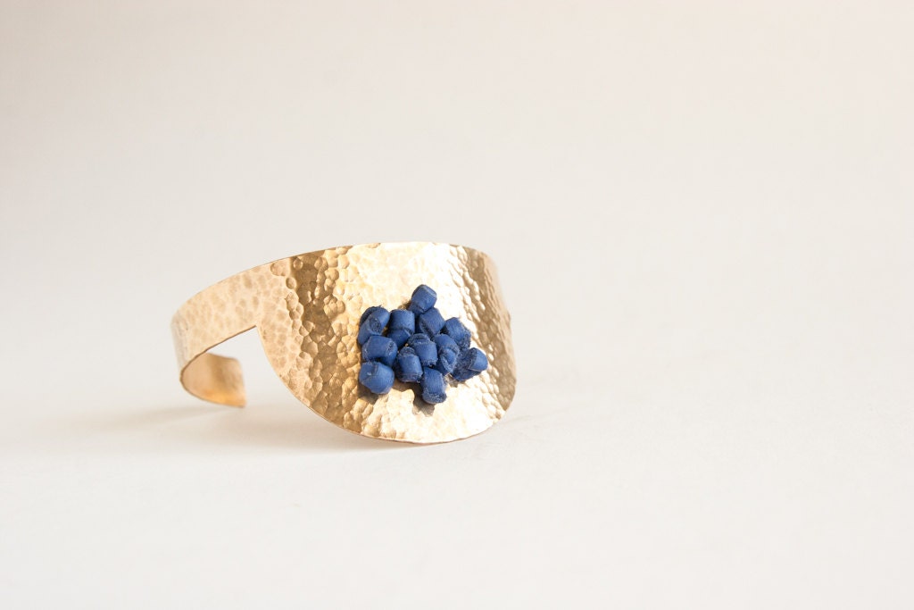 Nudo Half-circle bracelet Brass and Leather knotted