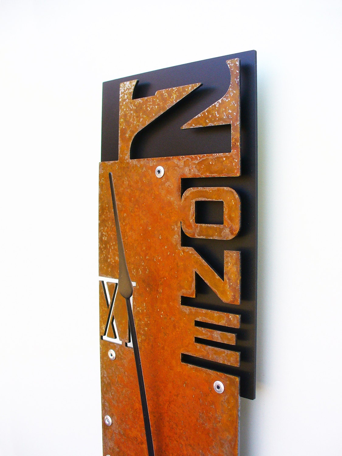 Outnumbered VII Modern Wall Clock (Rusted) w/ Black Back