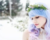 Floral crown, woodland headband, moss tiara, whimsical hair accessory - The road less traveled