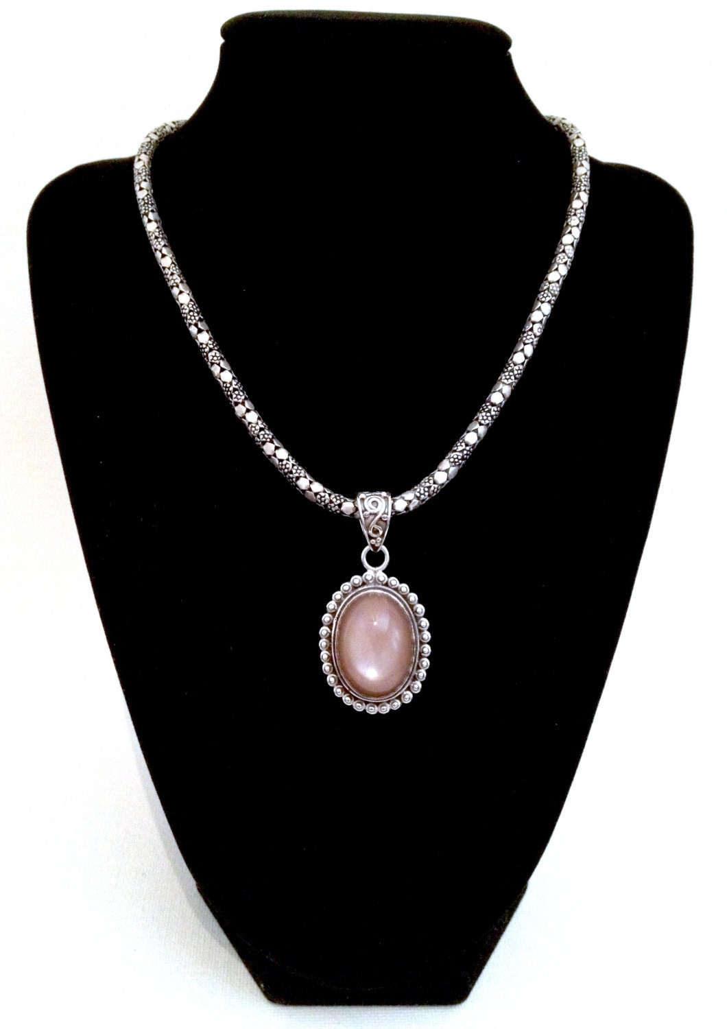 SALE...Stunning Byzantine Style Sterling Silver .925 Omega Necklace from Israel