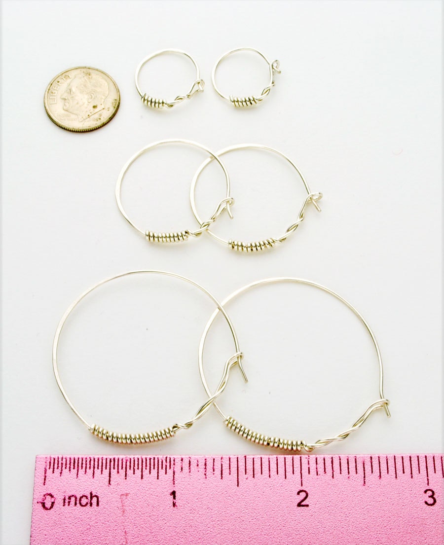 Medium Hand Wrapped Sterling Silver Earrings