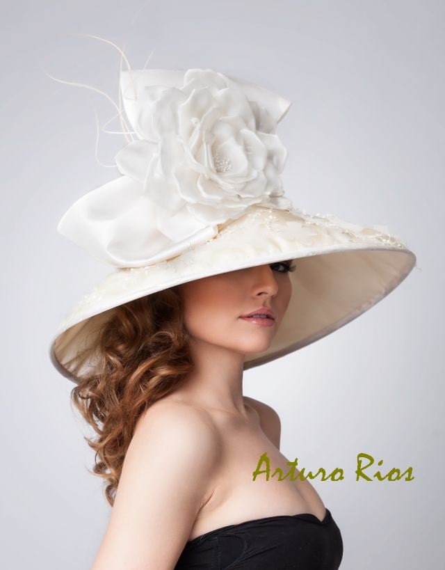 Couture Derby Hat, Lampshade hat, Bridal Hat, Wedding Hat