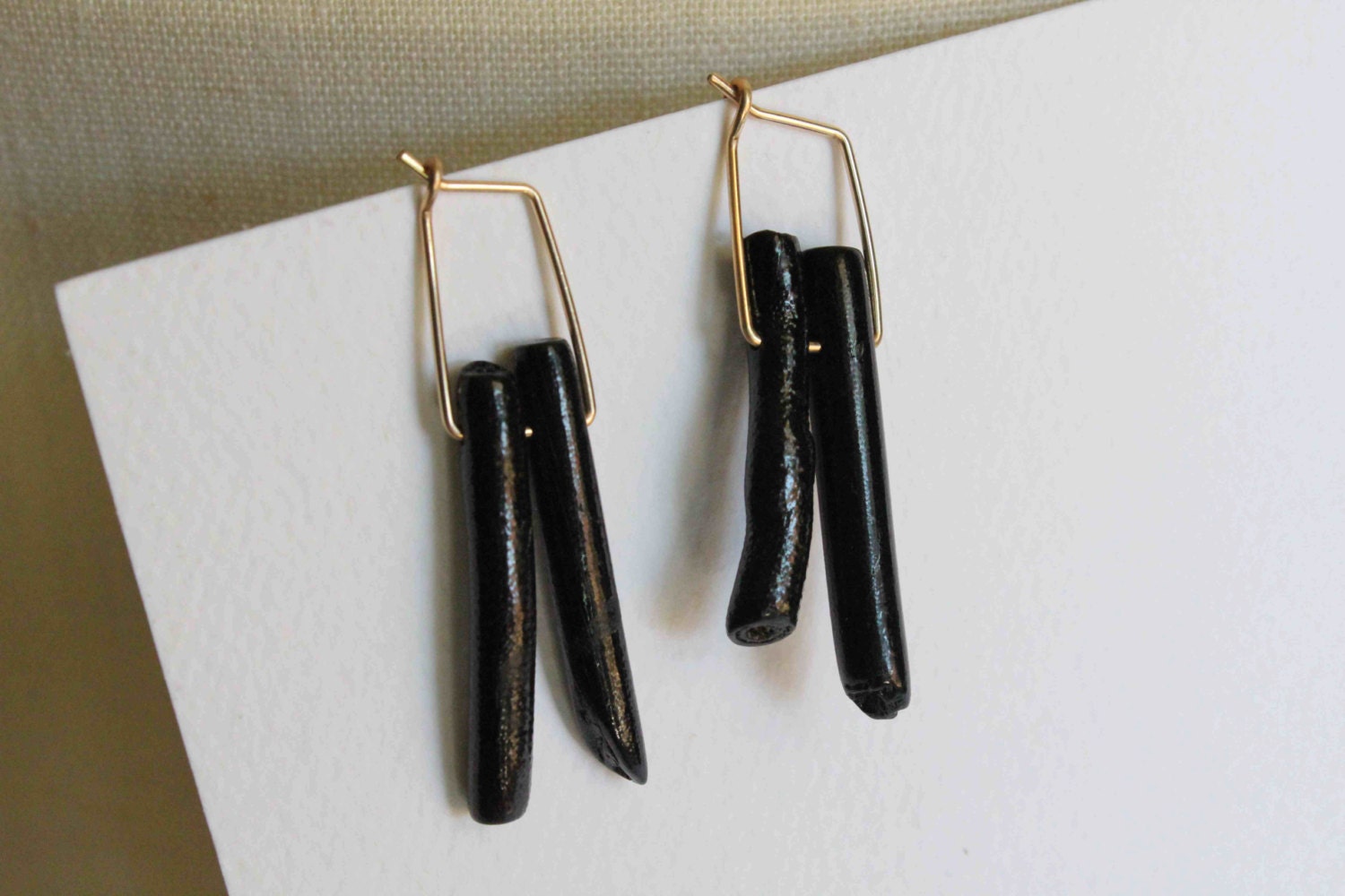 Handmade Black Coral Earrings - Black Bamboo Coral - Simple, Elegant, and Edgy