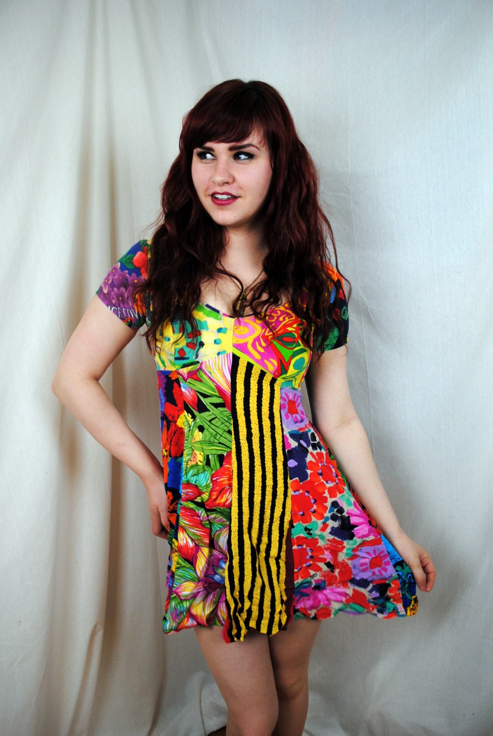 Jam's World Vintage 90s Rainbow Mini Dress