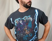 Vintage 80s 90s Eagle Lightning Magic Wizard Moon -- American Spirit Geekery Tshirt