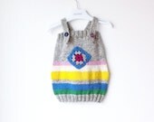 Tunic dress, 3-6 months, Multiple colour stripes and granny square