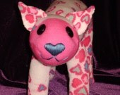 OOAK Handmade SOCK KITTY Cat / Pink Hearts / Plush Doll Kitten Baby