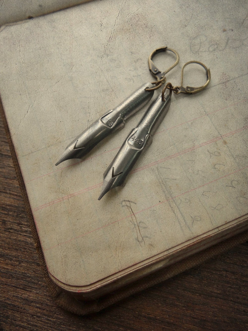 Repurposed Antique Pen Nib Earrings - Scribbles No. 032