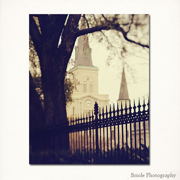 St. Louis Cathedral, Jackson Square, French Quarter Photograph. New Orleans Art. 8"x10" Fine Art Print. Foggy Morning.