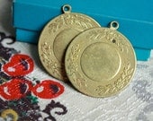 2 Large Vintage 1950's Brass Art Nouveau Medallion Pendants // Edwardian / Victorian Necklace Pendant