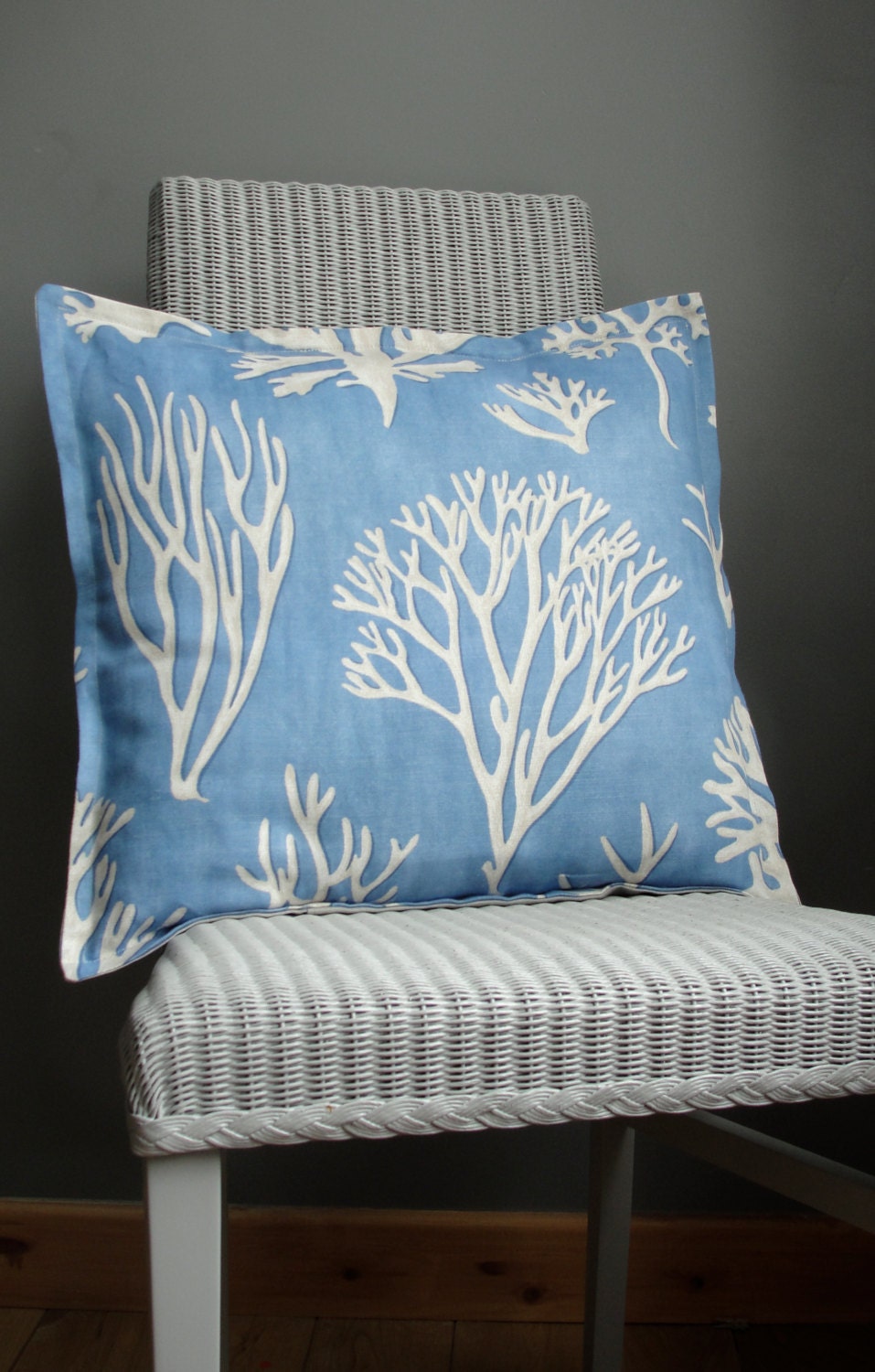 1 X CORAL ECO-FRIENDLY Cushion Cover by Fairytale13 - 20 X 20"  your choice of color - blue, red or sage green