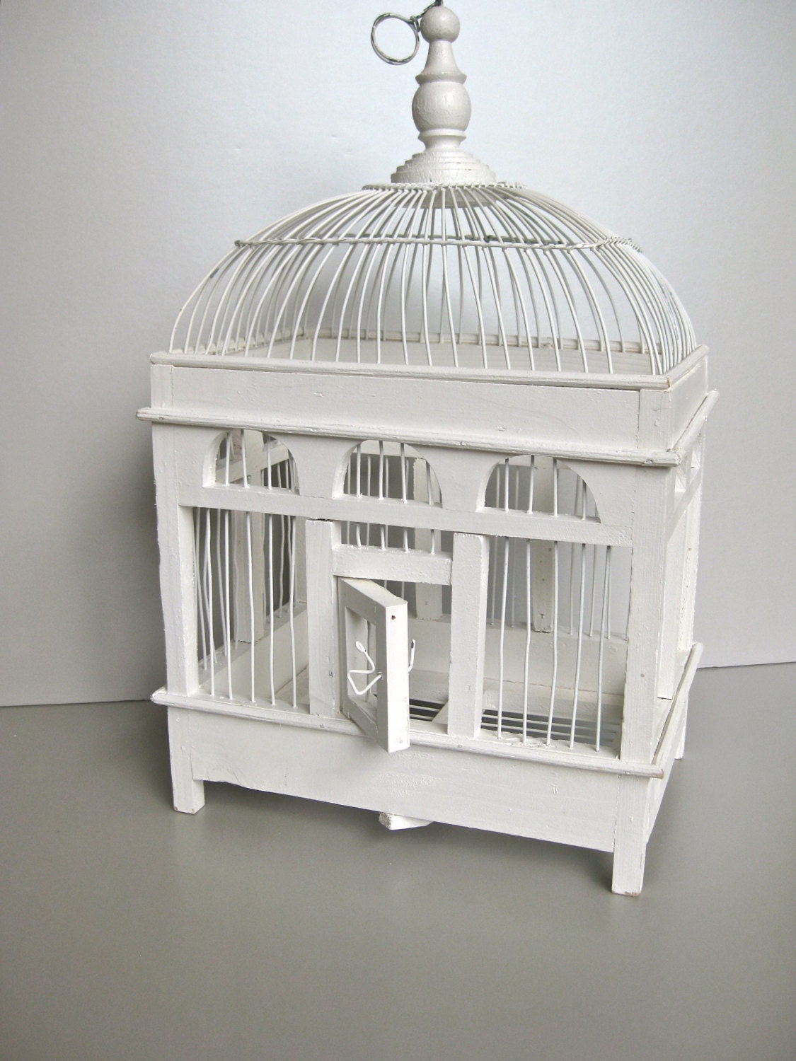 Vintage Bird Cage, White Bird Cage, Shabby and Chic, Cottage Decor, Farmhouse, Garden, Rustic, Wedding Decor, White Decor