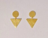 Large brass triangle earrings