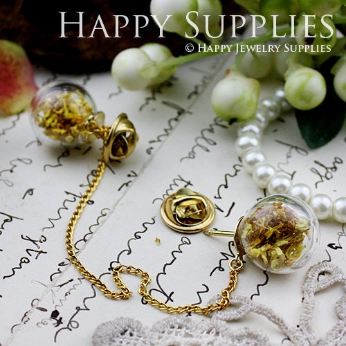 1.6 Per Set - 4 sets 16mm Small Clear Glass Globe Bottle Brooch (GB1605) - Big Sale