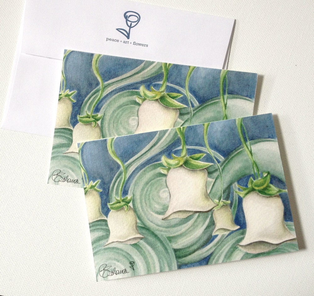 flower notecards, watercolor cards, surreal flowers card set