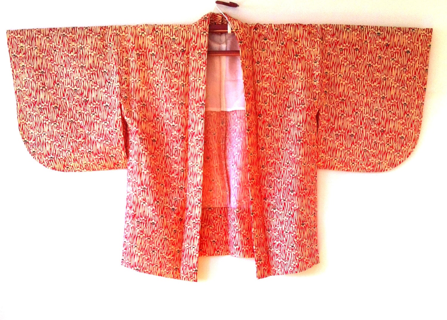 1960s FLORAL HAORI cropped KIMONO Handmade