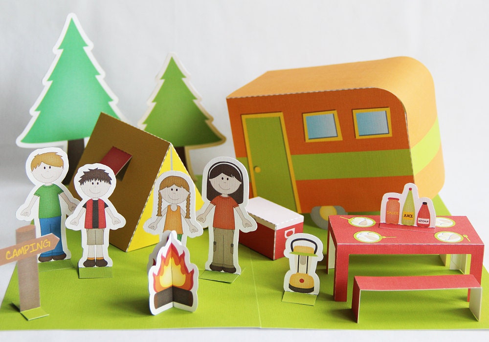 Printable camping set - PDF paper craft