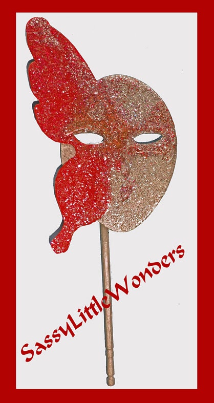 RED & SILVER GLITTER  Miniature Butterfly Masks