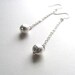 Silver stardust drop earrings, silver chain and round silver stardust beads on sterling fixtures