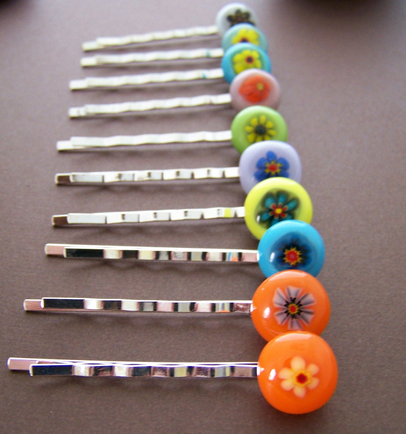 Choose One - Colorful Fused Glass Hair Pin Bobby Pin