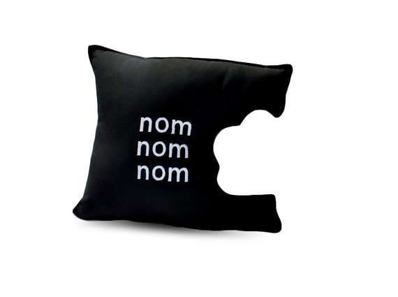 nom nom nom Pillow  Geeky Unique Funny Cushion