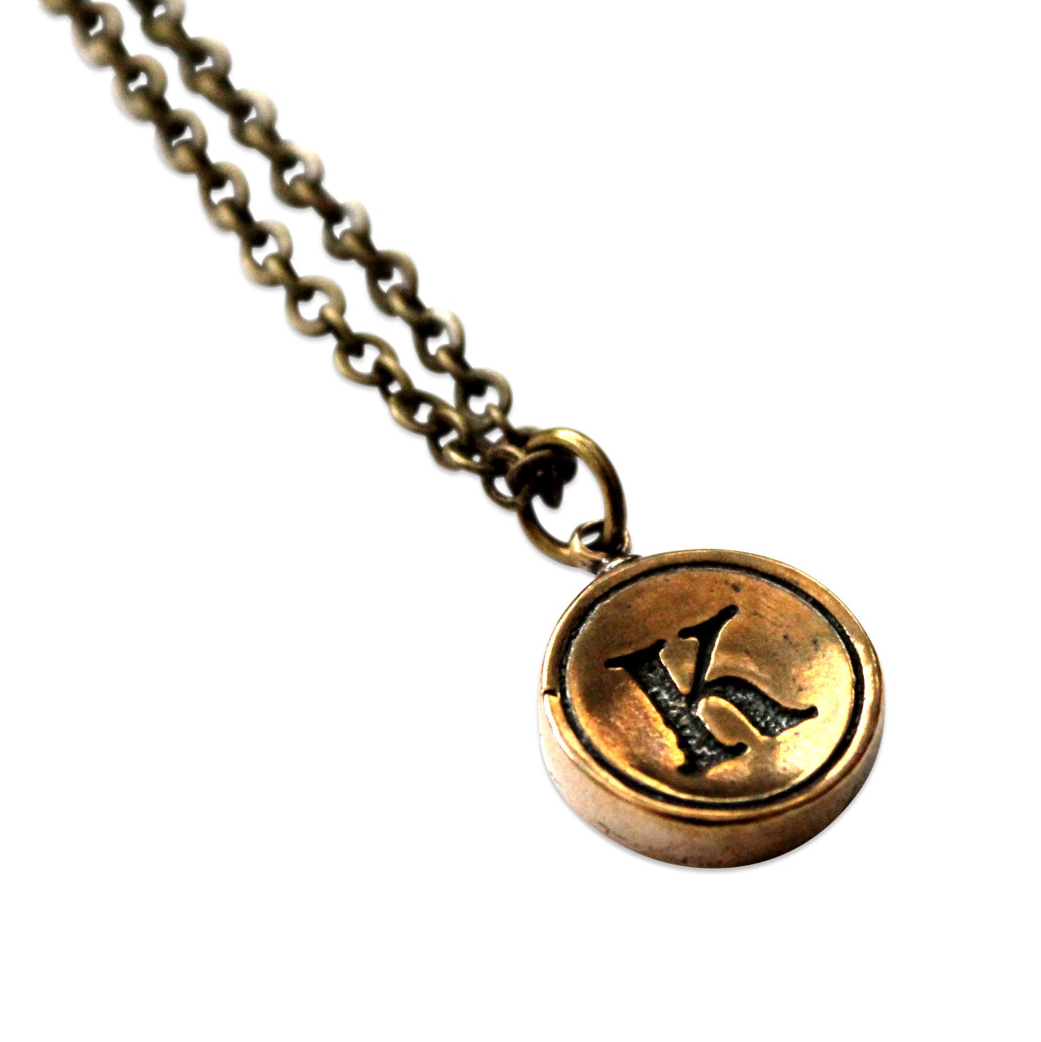 Letter K Necklace - Typewriter Key Pendant Necklace Charm