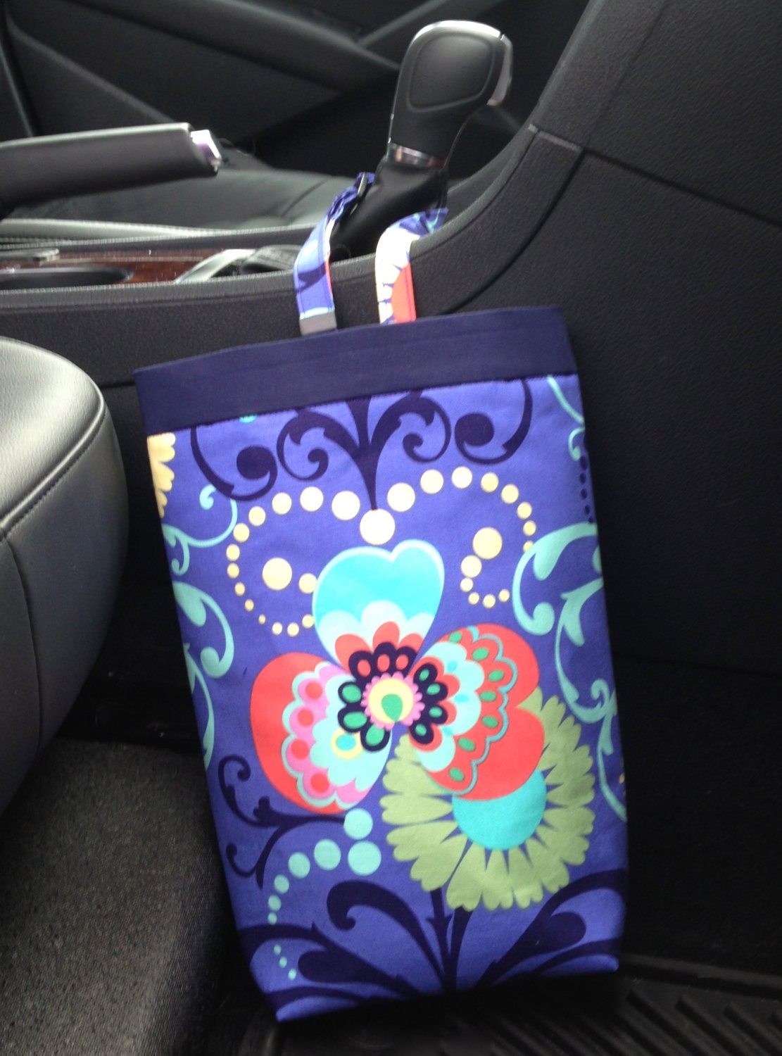 Car Trash Bag AMY BUTLER LOVE Paradise Garden Periwinkle, Women, Car Litter Bag, Auto Accessories, Auto Bag, Trash Bag, Car Catch All