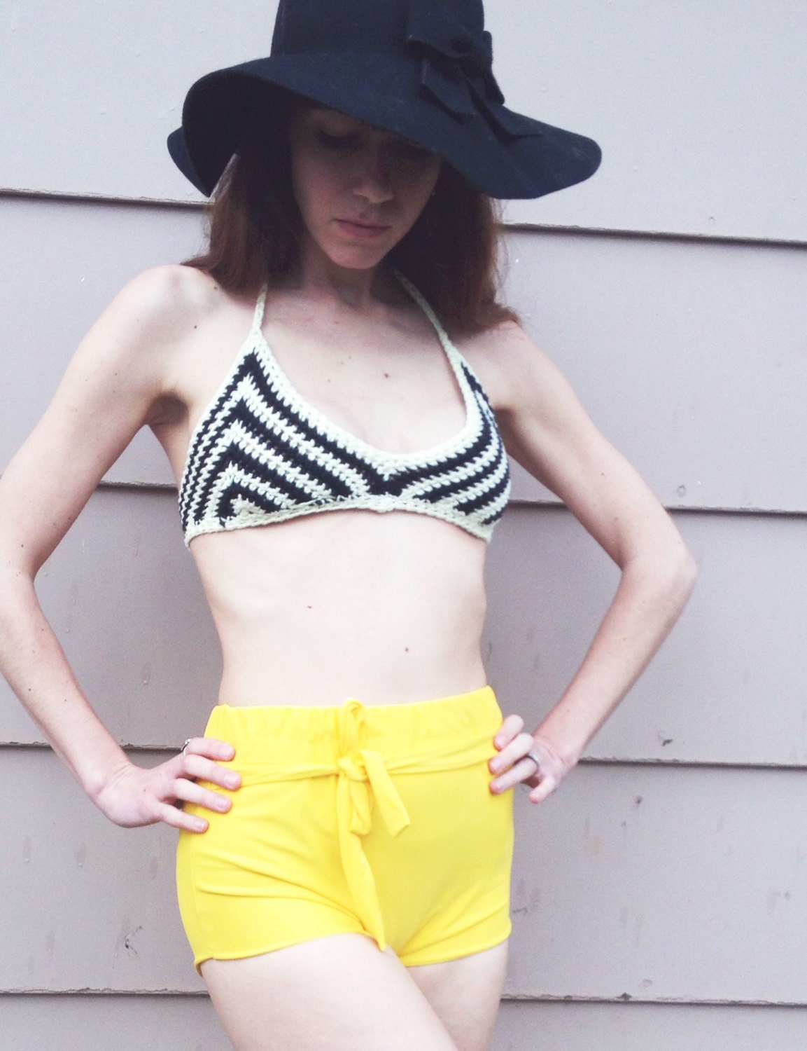 High Waist Daffodil Bathing Bottoms ONLY
