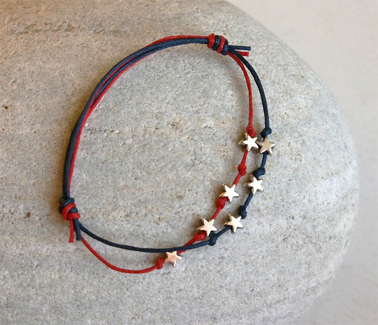 July 4th Stars Bracelet / Star Anklet (28 colors of thread to choose)