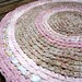 rag rug - round recycled rose, pink, and tan crochet