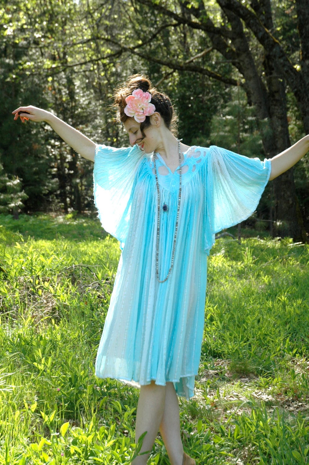 Fairy Goddess Dress... Cotton Angel Sleeve... Boho Gypsy... CELESTIA (large)