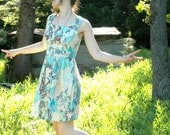 100% Cotton Sundress... Summer Dress...  Hand Dyed... MISTY MEADOW (s)