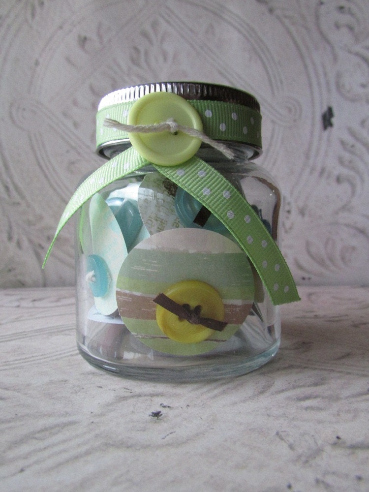 Jar of Encouraging Scripture - Vintage Handmade - Buttons of Blessings - Religious, Christian, Inspirational, Gift