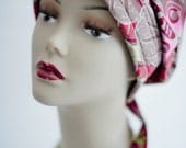 FREE SHIPPING  Cancer Hat Chemo Scarf Head Wrap Alopecia Turban  Chemo Turban Scarf Headcovering Red Floral