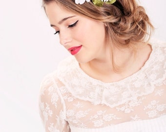 wedding headband, bridal hair, wedding hair accessory, white flower headband