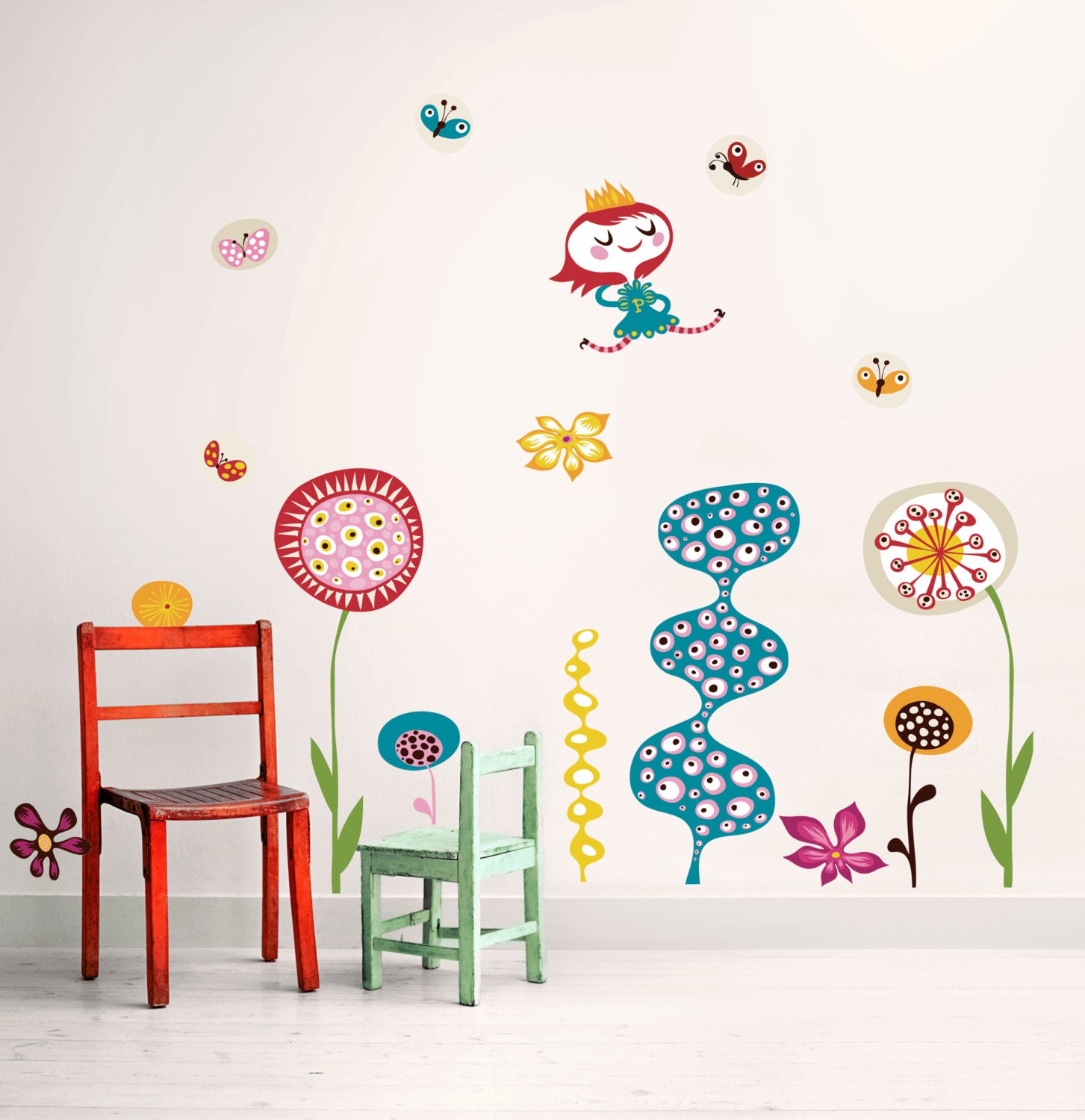 Fabric Wall Decals Princess In My Garden, Wall Stickers (not vinyl), Medium